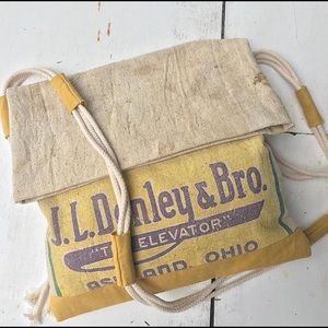 Vintage grain sack crossbody bag cotton fall purse